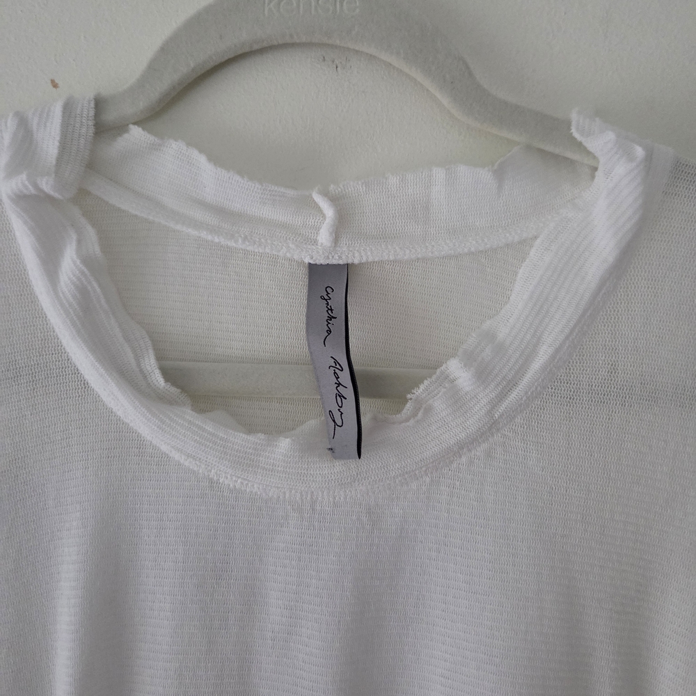 Cynthia Ashby White Thin Cotton Knit Top XL (Box3) - Picture 4 of 6